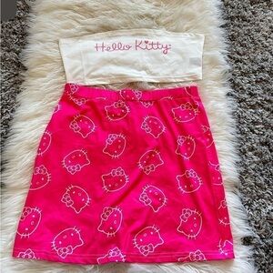 Hello Kitty Pink & White Skirt Set